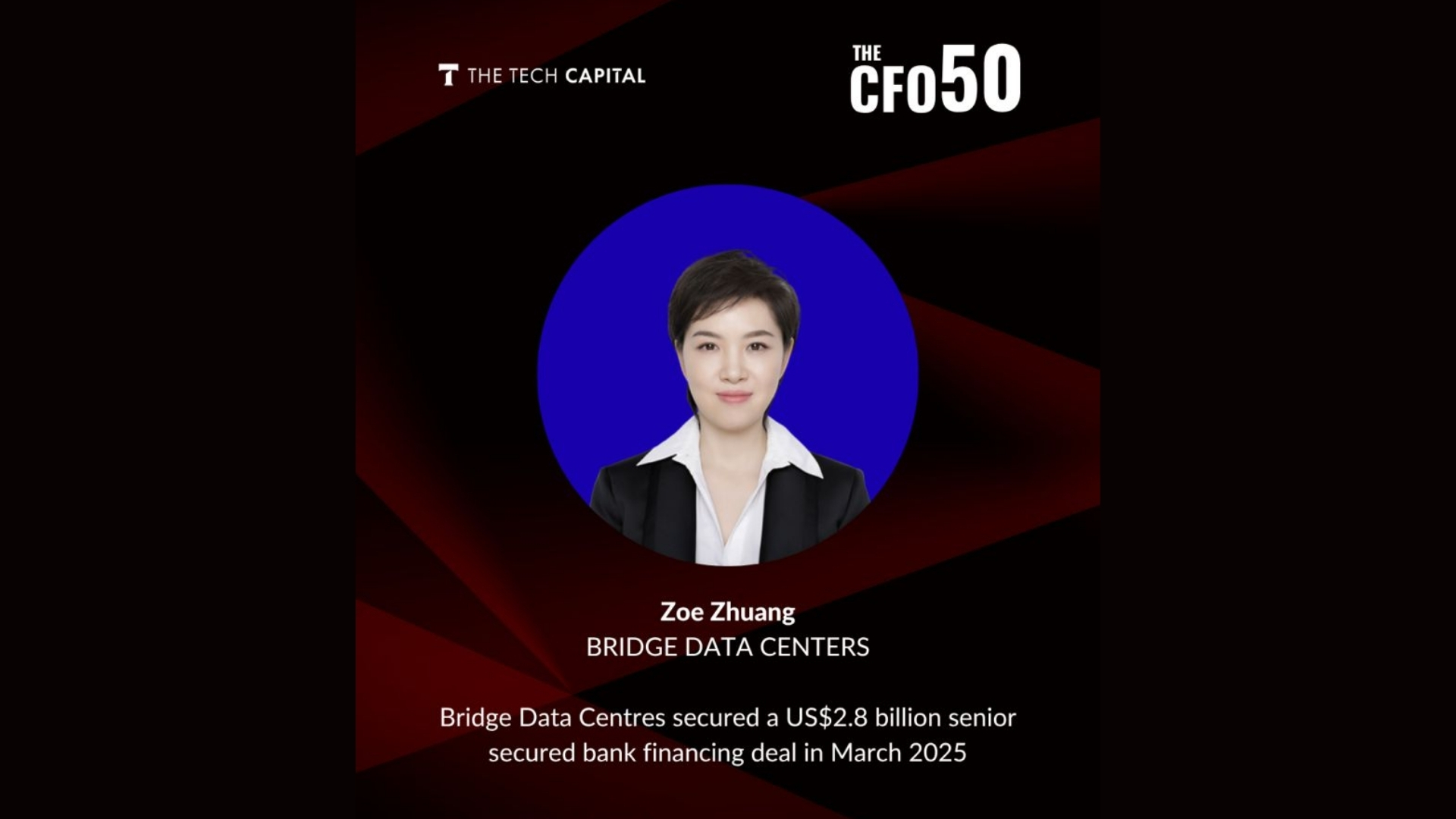 Zoe Zhuang, CFO at BDC, Featured in The Tech Capital CFO 50 Class of 2026